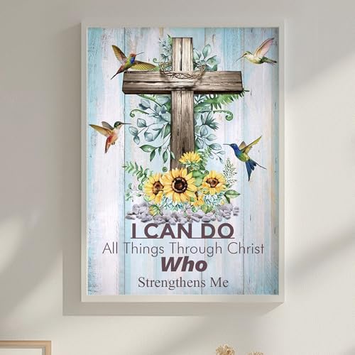 Sanjee Christ Cross Diamond Art Painting Kit Inspirational Verses for Adult
