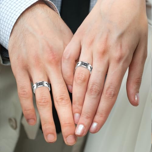 Retro Minimalist Cross Ring 8mm Stainless Steel Black Oxidation Corrosion Ring Anti Tarnish Classic Band Ring Fashion Jewelry for Men Women,Size Available - style: Polished cross