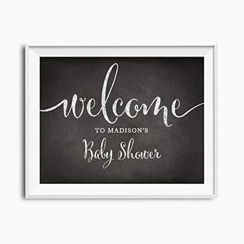 Andaz Press Personalized Baby Shower Party Signs, Vintage Chalkboard Print, 8.5x11-inch Wall Art, Poster, Gift, Welcome to Madison's Baby Shower Sign, 1-Pack, Custom Made Any Name - color: Custom Baby Shower