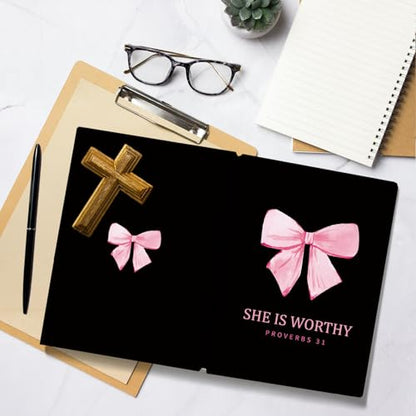 LIANGW Black and Pink Christian Notebook Journal Gifts for Women - color: Proverbs 31 - Black