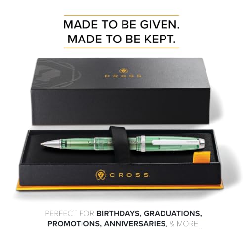 Cross Lume Translucent Translucent Green Resin Ballpoint Pen - Chrome-Plated Appointments - Black Fine-Tip Ballpoint - 0.27mm Line Width - Lifetime Mechanical Warranty - color: Green