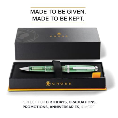 Cross Lume Translucent Translucent Green Resin Ballpoint Pen - Chrome-Plated Appointments - Black Fine-Tip Ballpoint - 0.27mm Line Width - Lifetime Mechanical Warranty - color: Green