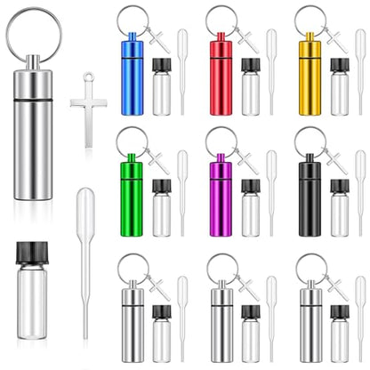 Tandefio 10 Sets Anointing Oil Bottle Keychain Vial for Baptism, Multicolor - color: Multicolor