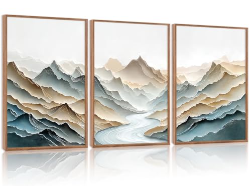 CHDITB 3D Textured Mountain Wall Art, Neutral Earth Tone Landscape Decor - color: 3d Minimalist Mountain Wall Art (Large), size: 24"L x 36"W