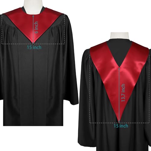 Premium Choir V Stole - Solid Color - Satin - Unisex - color: Red