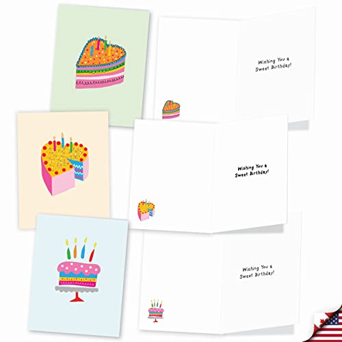 Best Card Co 20 Mini Birthday Boxed Notecards Cakes AM9274BDG-B2x10 - style: Happy Cakes