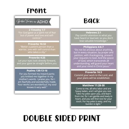 ADHD Bible Verses Wallet Cards 30pk 2x3.5” Handouts Pocket Guide for Dealing with ADD Biblically What Does Scripture Say About Attention Bible Verses