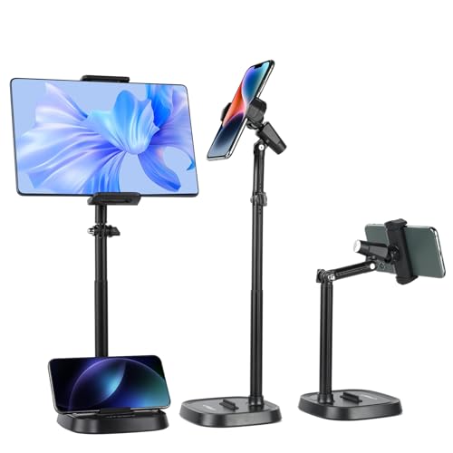 UTEBIT Phone Stand for Desk, 11.8''-17.7'' Adjustable Tablet Phone Holder