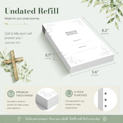 Ospelelf Undated Prayer Journal Refill, 6-Ring A5 Binder Inserts, 3-Month - color: Refill（1 pack）