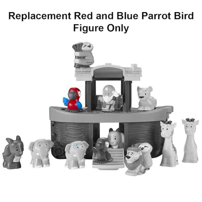 Replacement Red and Blue Parrot Bird Figure for Fisher-Price Little People Noah's Ark Playset - HNG03 ~ Works with Other Sets Too ~ Children's Bible Story Playset Figure