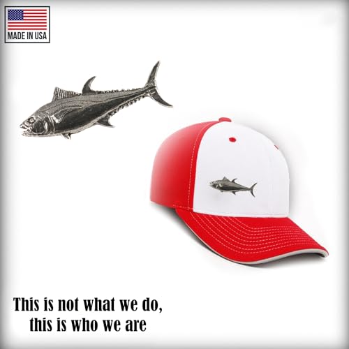 Bluefin Tuna Fish Pin, Pewter, Lapel, Hat, Pins, Brooch, Brooches, Jewelry, Gift, Handmade in the USA, 200 Fish Designs Available. S009Z - color: Antique Pewter