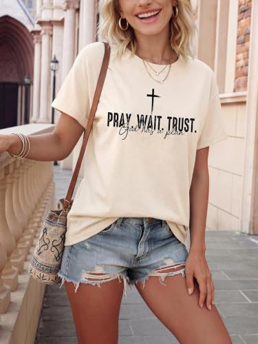 Christian Shirts for Women Religious Tshirts Faith Jesus Graphic Tee Tops - color: Beige, size: XX-Large