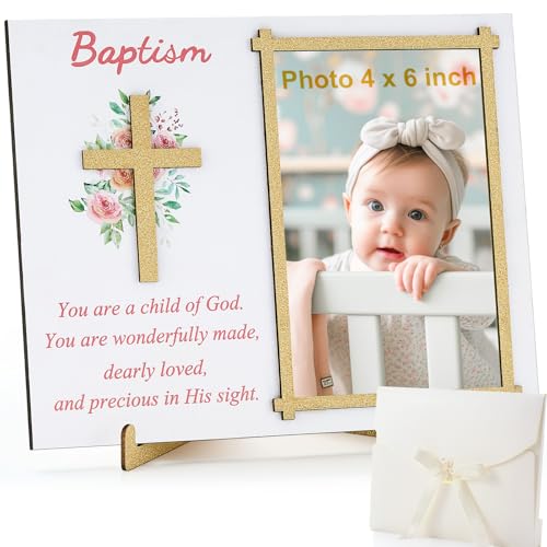 Baptism Gifts for Boys Girls, Baptism Photo Frame with Gift Box, Flower - style: Flower
