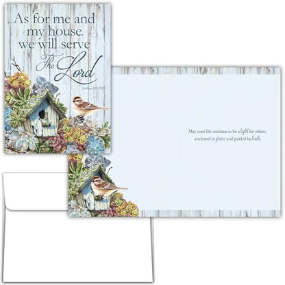 KJV We Will Serve the Lord Card, 1 Count - color: Succulent Birdhouse