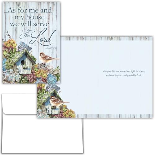 KJV We Will Serve the Lord Card, 1 Count - color: Succulent Birdhouse