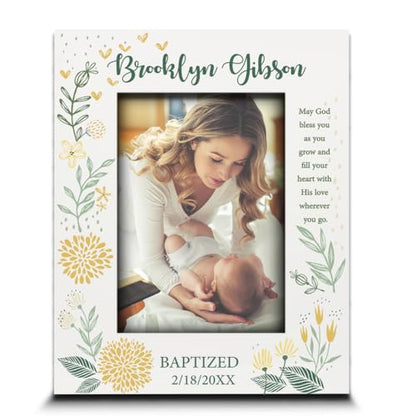 BELLA BUSTA-Personalize -Baptism, Dedication, Confirmation, First Communion Theme Picture Frame-Keepsake from Godparents, Friends, Family-UV Print Frame (Yellow (5x7 Vertical)) - color: Yellow (5x7 Vertical)
