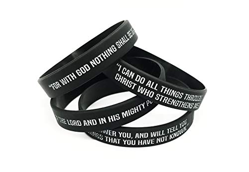 (8-Pack Christian Bible Verses Silicone Bracelets | Religious Gifts Rubber Wristbands for Men, Women | Strength Faith Hope Belief | Positive and Inspirational Messages