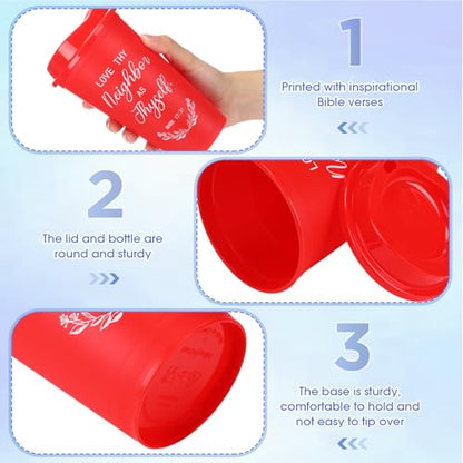 Skylety 20 Pack Christian Gifts Bulk 16oz Bible Verse Tumbler with Lids - color: Bold Color