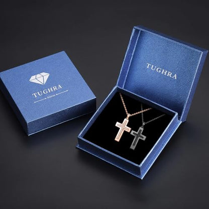TUGHRA Couples Necklace Sterling Silver His and Hers Matching Necklace, Pendant Couples Jewelry Gifts for Couple Her Him - style: 02-Cubic Zirconia cross3