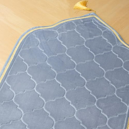 Muslim Prayer Rug with Tasbih Prayer Beads, Soft Memory Foam Prayer Matt Islam, Padded Islamic Prayer Mat Thick for Men and Women, Janamaz, Sajadah (25.6" x 43.3", Grey) - color: Grey