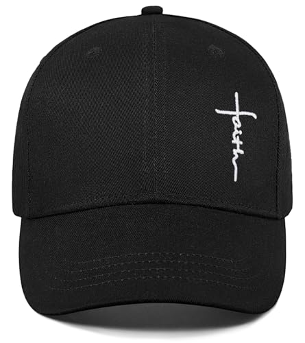Christian Jesus Hats for Men & Women - Cross Logo Faith Baseball Caps - Ideal Religious Gifts for Thanksgiving and Christmas - color: Black