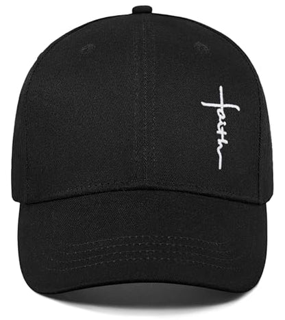Christian Jesus Hats for Men & Women - Cross Logo Faith Baseball Caps - Ideal Religious Gifts for Thanksgiving and Christmas - color: Black