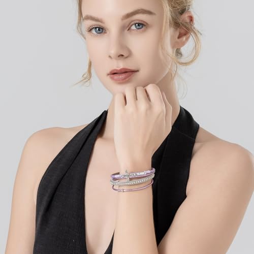 Christian Cross Leather Bracelets Boho Western Blessing Religious Jewelry - color: Purple