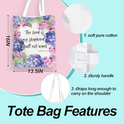 Positive Religious Christian Gifts Canvas Tote Bag for Women Christmas Birthday Cute Beach Reusable Grocery Bags - color: Psalm 23 1
