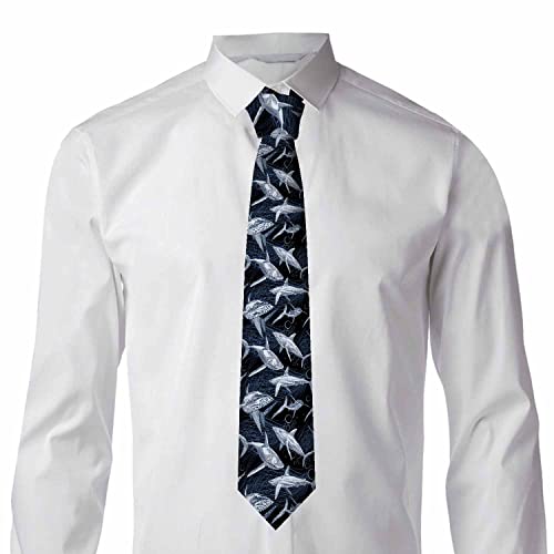 Black Dots Men's Neckties Retro Classic Circle Geometry Men's Tie for Mens Teens Business Work Casual Wedding Party - color: Shark