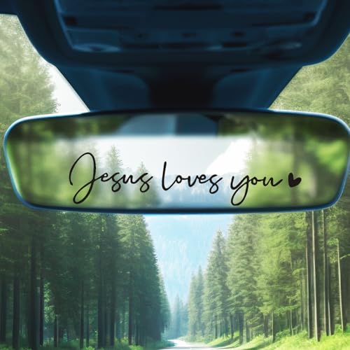 3X Jesus Loves You Christian Mirror Stickers Decals for Car Rearview(Black) - color: Black Jesus Loves You