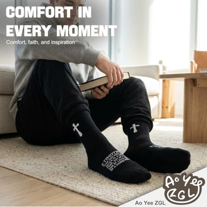 3 Pairs Unisex Cross Socks,Gifts for Christian: Easter Christmas - color: 2 Timothy 1:7 - Black