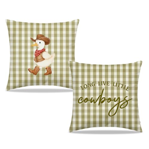 Dibor Western Cowboy Duck Nursery Throw Pillow Covers 18x18 Set of 2 - color: Cowboys