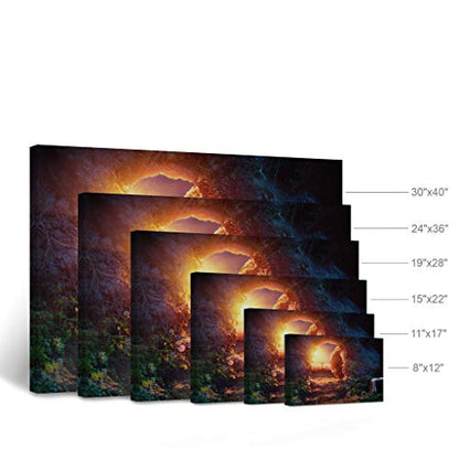 Smile Art Design Christianity Canvas Wall Art Crucifixion At Sunrise Empty Tomb With Shroud Resurrection Of Jesus Christ Religious Living Room Bedroom Office Christian Gift Ready to Hang - 8x12 - color: Christian Canvas Wall Art H32, size: 12"L x 8"W