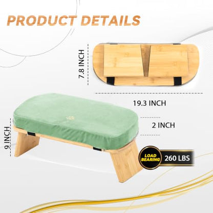 Large Bamboo Meditation Bench, Foldable Prayer Stool(Green) - color: Green