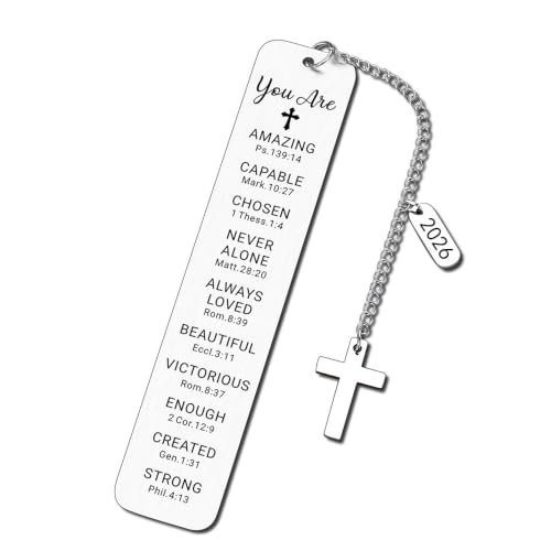 Christian Bible Book Marks for Reading, Religious Book Lovers Gifts for Teen Girls Boys, First Communion, Baptism, Confirmation & Graduation Gift, Metal Bookish Item (LS01-14) - color: Ls01-14