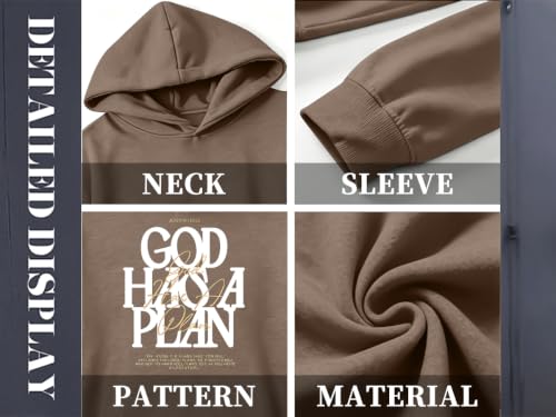 Christian Hoodies for Men God Has a Plan Graphic Tops - color: Brown, size: Small