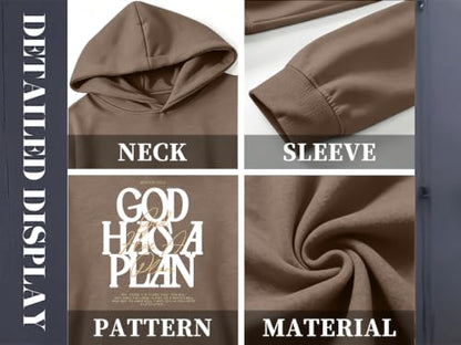 Christian Hoodies for Men God Has a Plan Graphic Tops - color: Brown, size: XX-Large