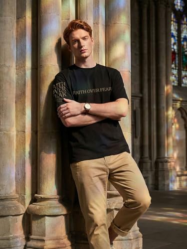 Eatbook Christian Shirts for Men Faith Over Fear Religious Tshirt - color: Black-bible, size: Small