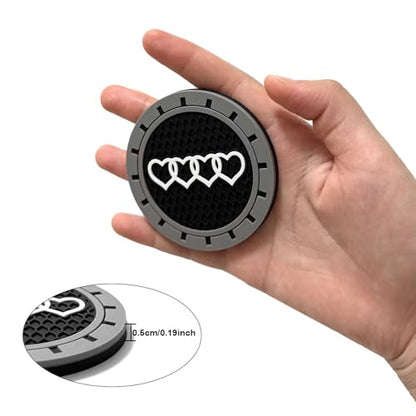 2.75in 2Pack - Love Heart Car Cup Holder Coaster for Audi A3 A4 A6 A8 Q2 Q3 Q5 Q7 Q8 S3 S5 S6 RS3 RS4 RS7 R8 TT Recessed Anti Slip Silicone Cupholder Coaster Interior Accessories - color: S/W