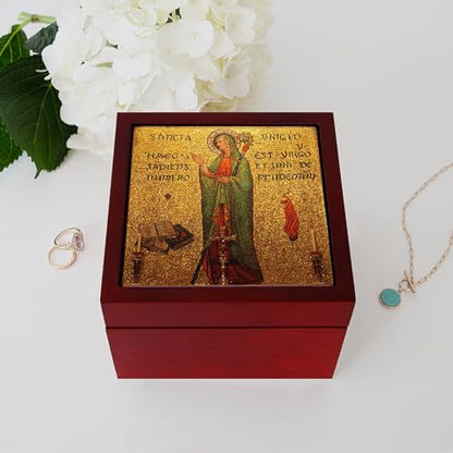 CafePress St Brigid of Ireland Memory Keepsake Jewelry Box, 5"x5"x3.75"