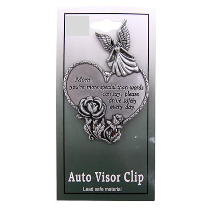 Wowser Mom Drive Safely Visor Clip, Heart and Angel Design,1-7/8 Inches