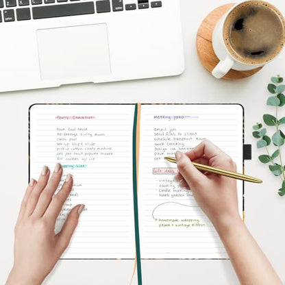 &And Per Se Lined Hardcover Notebook – A5 5.7"x8" College Ruled, 160 Pages, 100gsm Thick Paper – Aesthetic Journal for Women, Gift-Ready Planner, Everyday Writing Notebook (Lunar Leaf) - color: e.Lunar Leaf, style: Lined with Pattern
