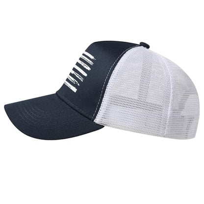 Baseball Cap, American Flag Trucker Hat for Men Women, Breathable Adjustable Fit Outdoor Mesh Snapback Hats - color: Navy/White Flag