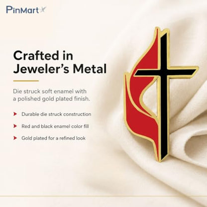 PinMart's Methodist Cross Religious Enamel Lapel Pin - style: 5 Pack