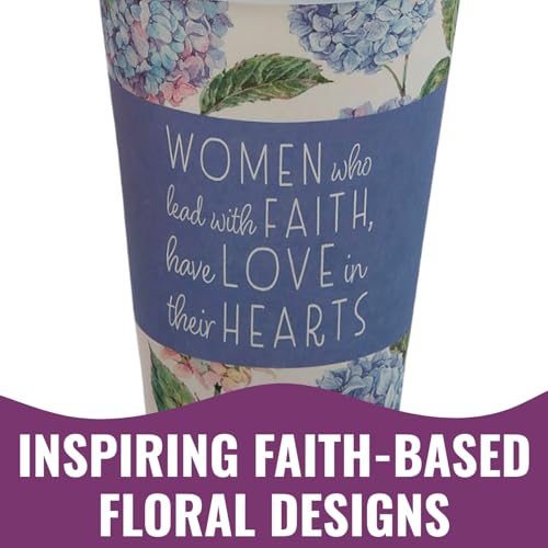 Fun Express 5 1/4" 16 oz. Woman of Faith Disposable Paper Coffee Cups with Lids - 12 count