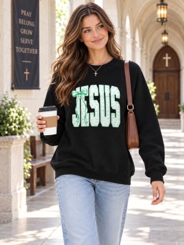 LOTUCY Christian Sweatshirt Women Love Like Jesus Shirt Faith Religious Saying Inspirational Casual lightweight Pullover - color: Jesus Black, size: X-Large