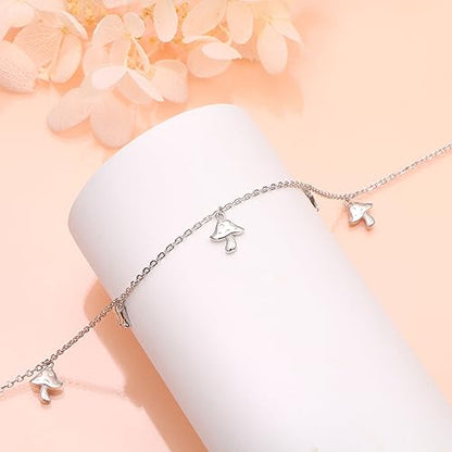 DAOCHONG Women S925 Sterling Silver Disc Statement Choker Necklace - style: Mushroom