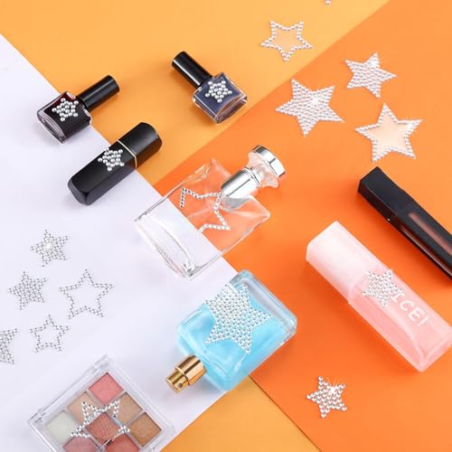 Epakh 84 Pcs Silver Star Stickers, Glitter Bling Rhinestone Sticker - color: Silver, size: Star