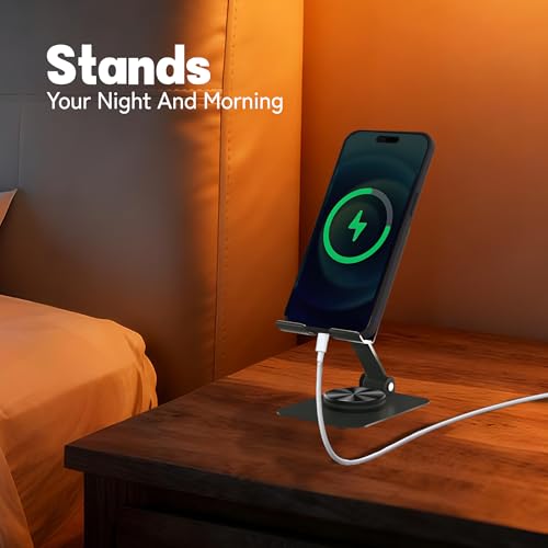 Metal Cell Phone Stand for Desk, Multi-Angel Adjustable 360° Rotation Non-Slip and Foldable Mobile Phone Stand, Compatible with iPhone 18/17 Series and All Smartphones, Purple - color: Purple