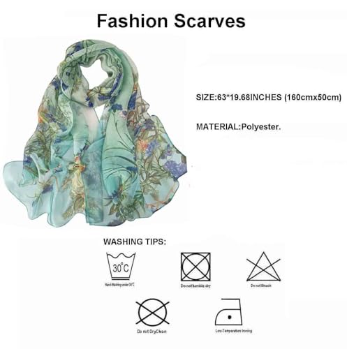 Pokeedioty Scarfs for Women Lightweight Scarves Elegant Floral Pattern Sheer Scarfs Shawls Wraps - color: Yh-120